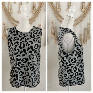 Ragdoll grey black leopard tank top sleeveless tee animal print casual small
